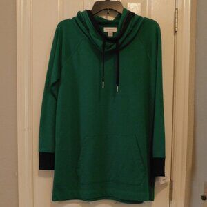 LIZ CLAIBORNE Long Sleeve Hooded Pullover Tunic Green Womens Medium NWT